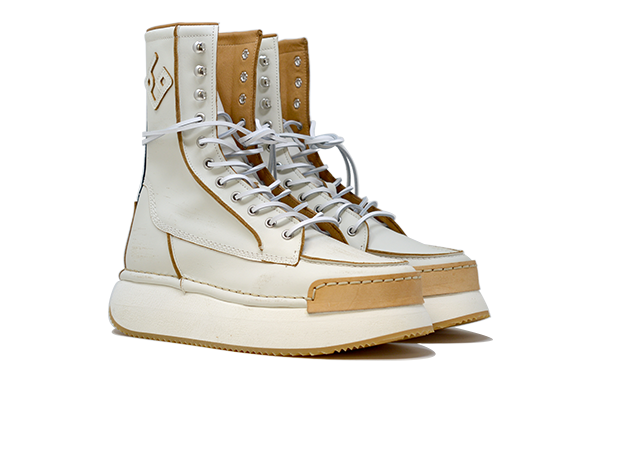 "LA BIKER CAFFELATTE" |Women - 100% Handmade Leather Ankle Boot Made in Italy