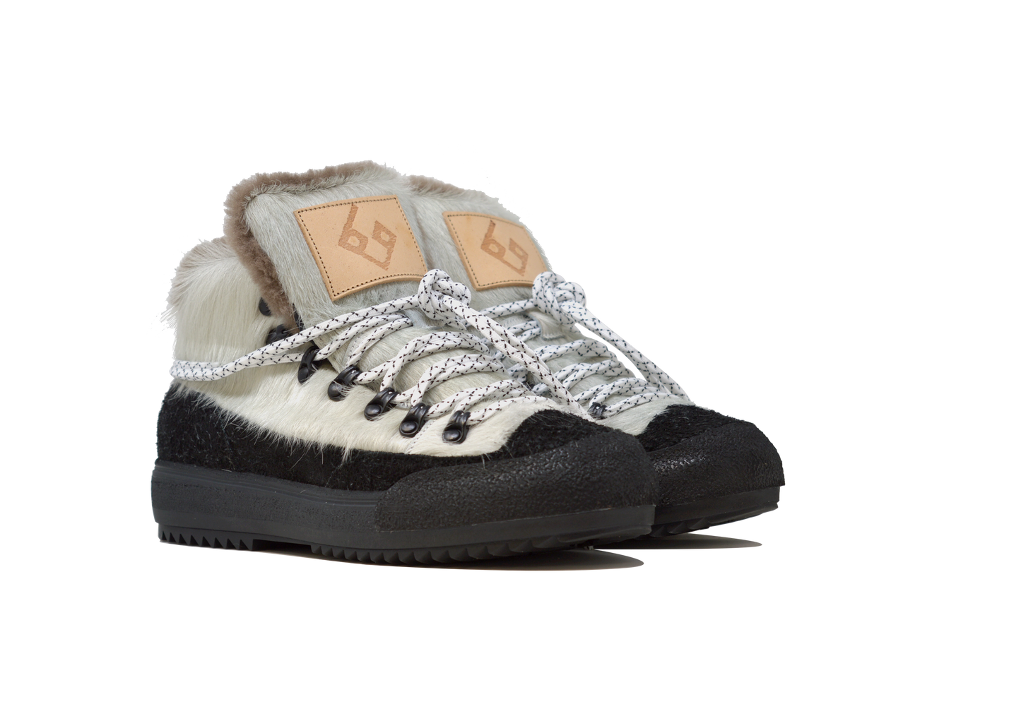 "LA YETI BIANCO/NERO" |Women - Handmade Shoe in Cowhide 100% Handmade in Italy