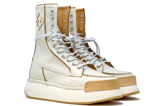 "LA BIKER CAFFELATTE" |Women - 100% Handmade Leather Ankle Boot Made in Italy