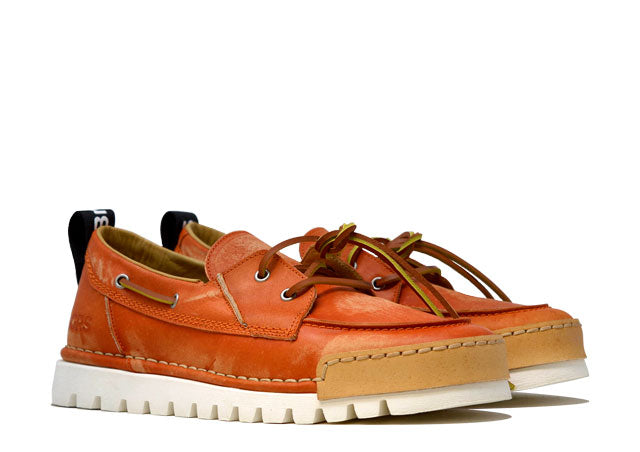 "LA NAUTICA ARANCIO" - Mocassino Artigianale in Pelle 100% fatto in Italia