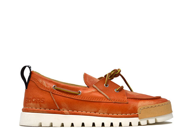 "LA NAUTICA ARANCIO" - Mocassino Artigianale in Pelle 100% fatto in Italia