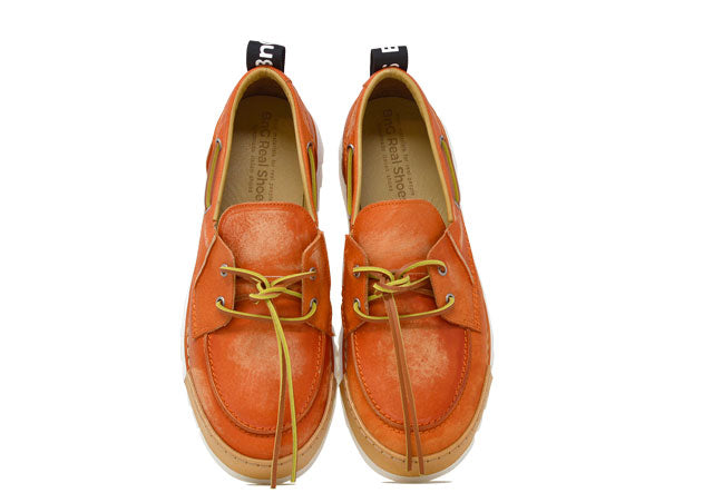 "LA NAUTICA ARANCIO" - Mocassino Artigianale in Pelle 100% fatto in Italia