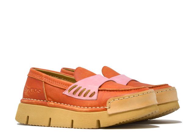 "LA PENNY ARANCIO H" - Mocassino Artigianale in Pelle 100% fatto in Italia