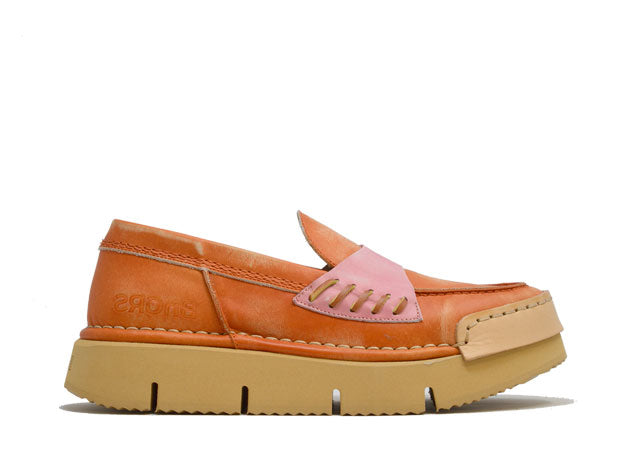 "LA PENNY ARANCIO H" - Mocassino Artigianale in Pelle 100% fatto in Italia