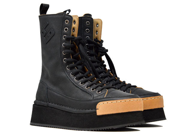"LA ROCK BLACK" - 100% Handmade Leather Boot Made in Italy