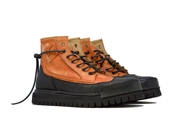 "LA BIKER ARANCIO" | Men - Handmade Leather Ankle Boot 100% Made in Italy