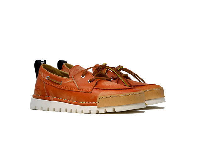 "LA NAUTICA ARANCIO" - Mocassino Artigianale in Pelle 100% fatto in Italia