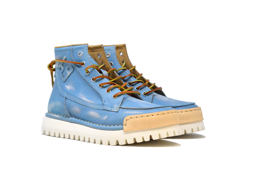 "LA YANKEE AZZURRA" |Women - 100% Handmade Leather Ankle Boot Made in Italy