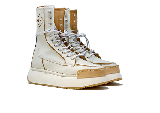 "LA BIKER CAFFELATTE" |Women - 100% Handmade Leather Ankle Boot Made in Italy