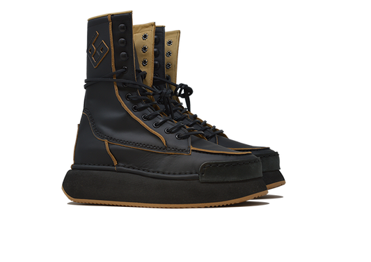 "LA BIKER NERA" |Women - 100% Handmade Leather Ankle Boot Made in Italy