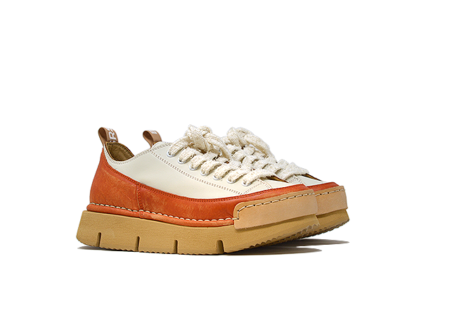 "LA DINAMICA ARANCIO" - Scarpa Artigianale  in Pelle 100% fatta in Italia