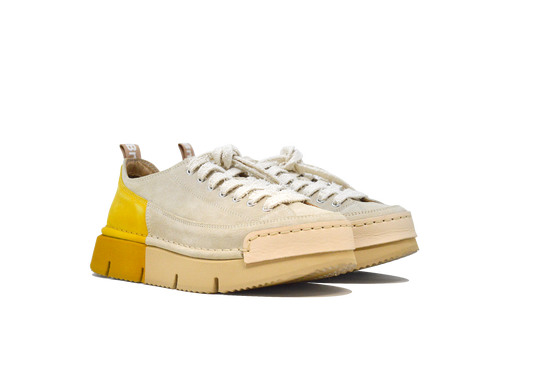 "LA DINAMICA SFUMATA GIALLA" - Scarpa Artigianale  in Pelle 100% fatta in Italia