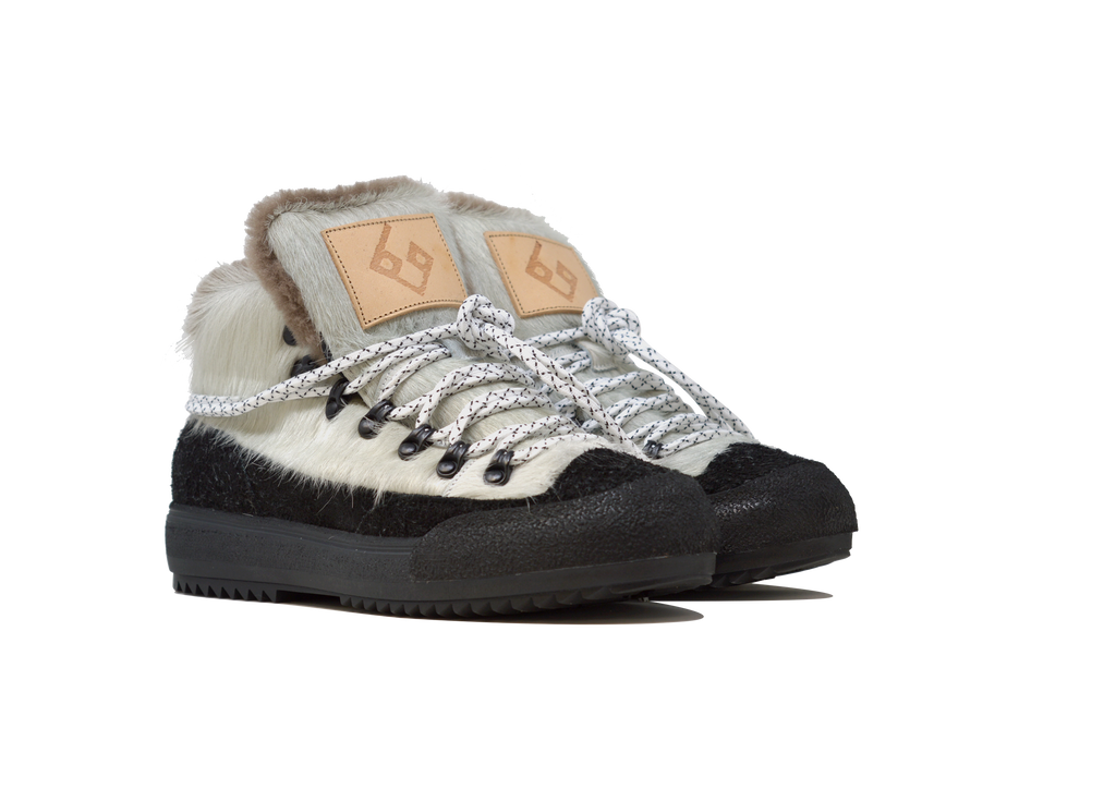 "LA YETI BIANCO/NERO" |Donna - Scarpa Artigianale  in Pelle bovina 100% fatto a mano in Italia