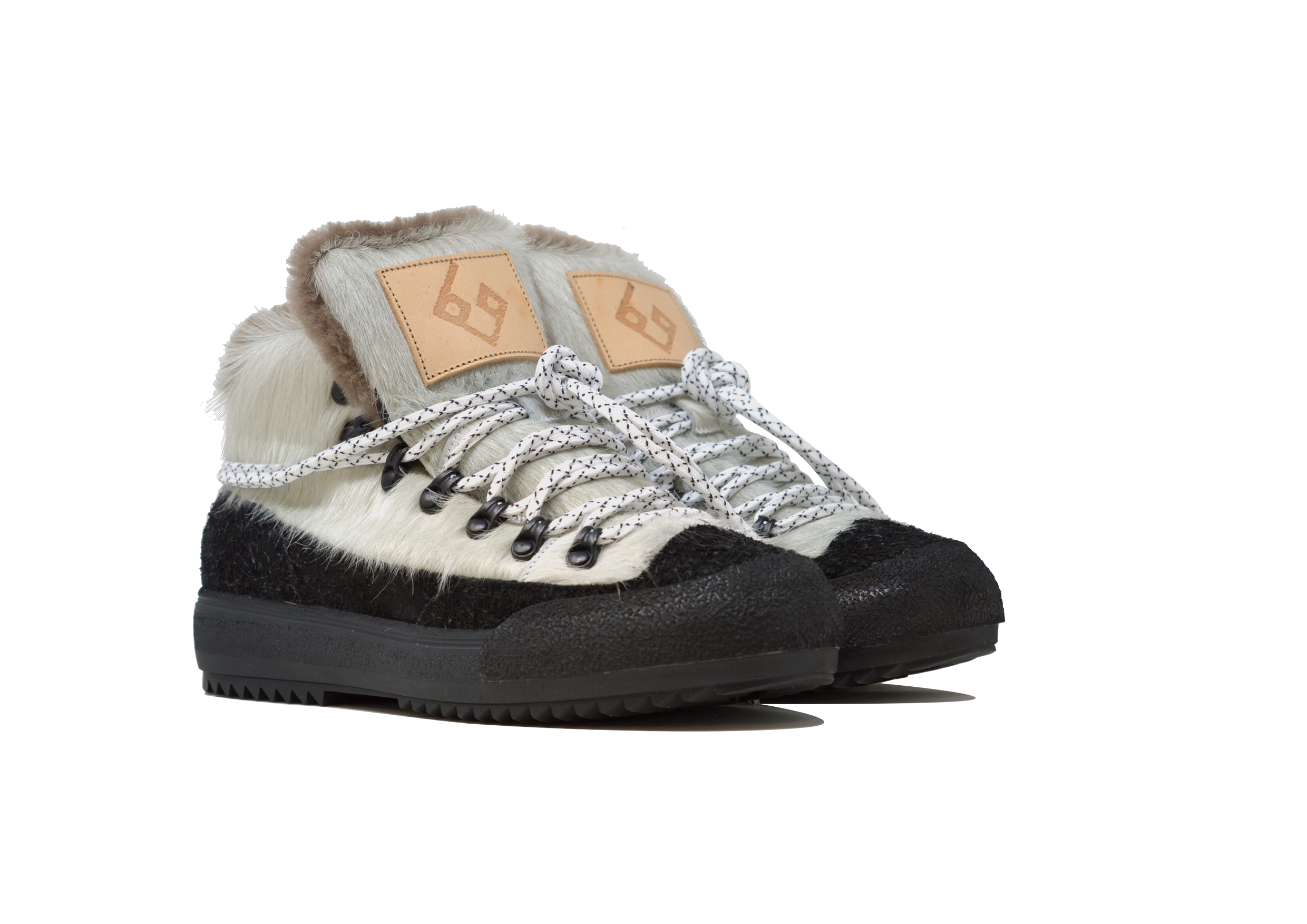 "LA YETI BIANCO/NERO" |Donna - Scarpa Artigianale  in Pelle bovina 100% fatto a mano in Italia