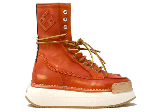 "LA BIKER ARANCIO" |Women - Handmade Ankle Boot in 100% Leather Made in Italy