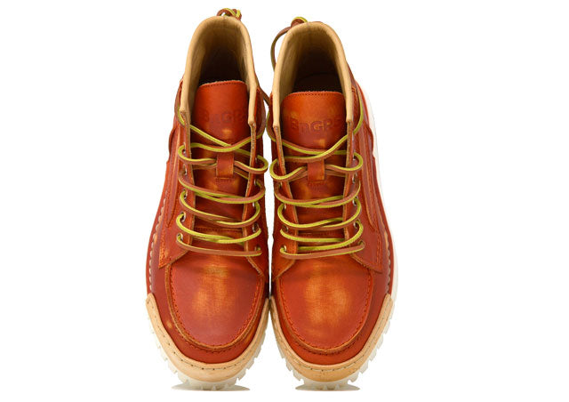 "LA YANKEE ARANCIO" | Men - 100% Handmade Leather Ankle Boot Made in Italy