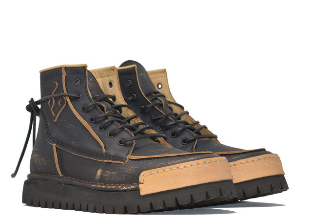 Model "LA JANKEE NERA" - 100% Handmade Leather Shoe Made in Italy
