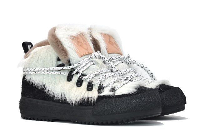 "LA YETI BIANCO/NERO" |Donna - Scarpa Artigianale  in Pelle bovina 100% fatto a mano in Italia