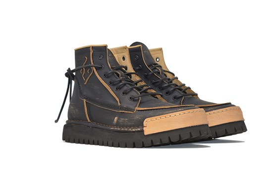 Model "LA JANKEE NERA" - 100% Handmade Leather Shoe Made in Italy