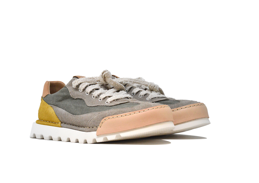 "LA SNEAKER CANVAS VERDE" - Scarpa Artigianale  in Pelle 100% fatta in Italia