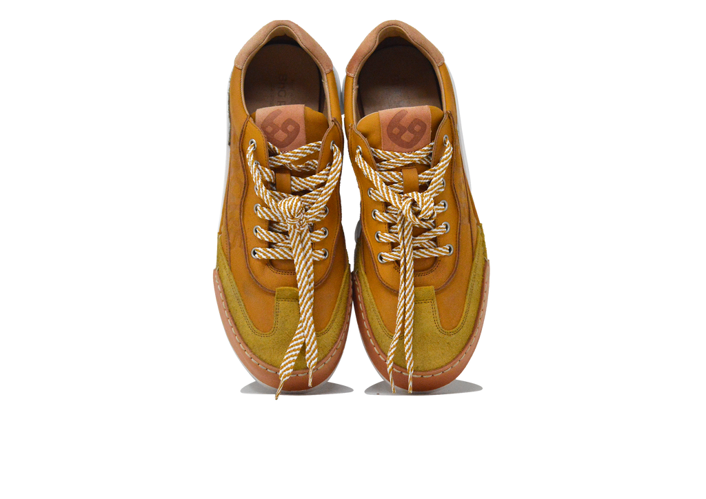 "LA SNEAKER GIALLO NOCE" - Scarpa Artigianale  in Pelle 100% fatta in Italia