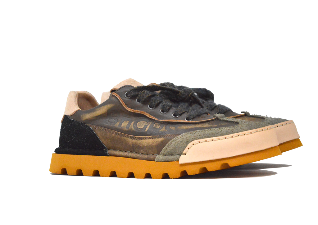 "LA SNEAKER MILITARE NOCE" - Scarpa Artigianale  in Pelle 100% fatta in Italia