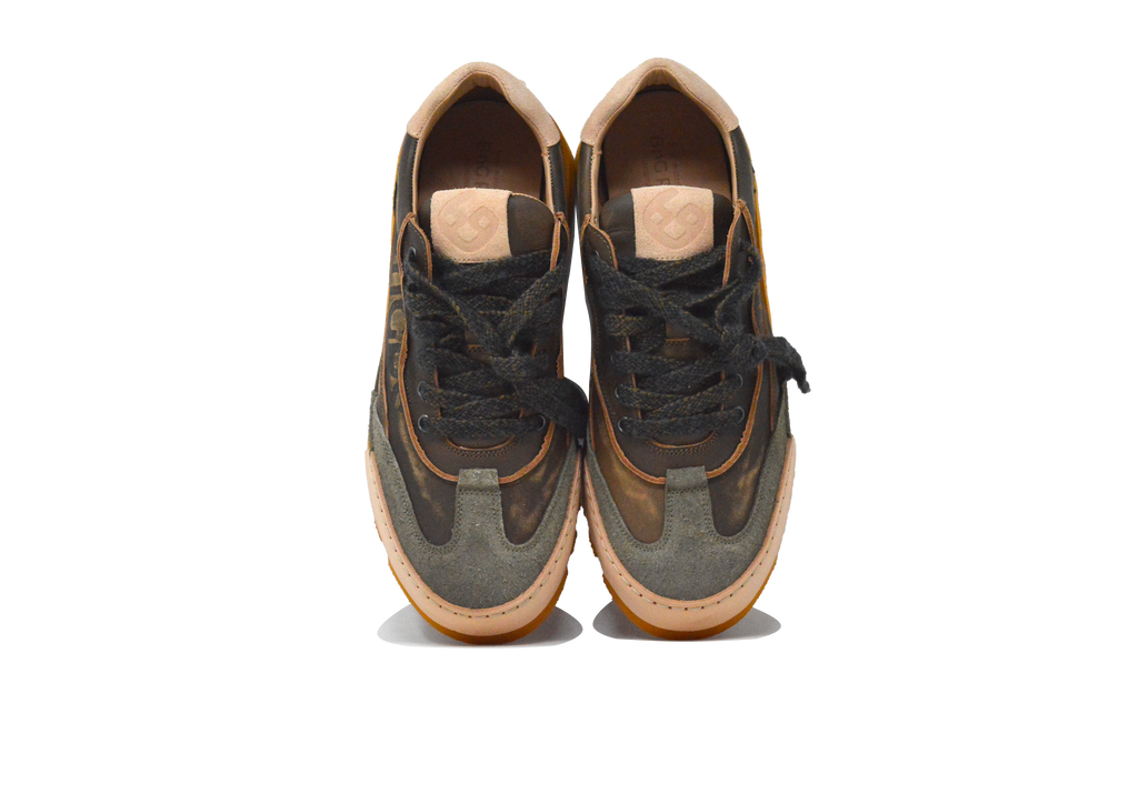 "LA SNEAKER MILITARE NOCE" - Scarpa Artigianale  in Pelle 100% fatta in Italia