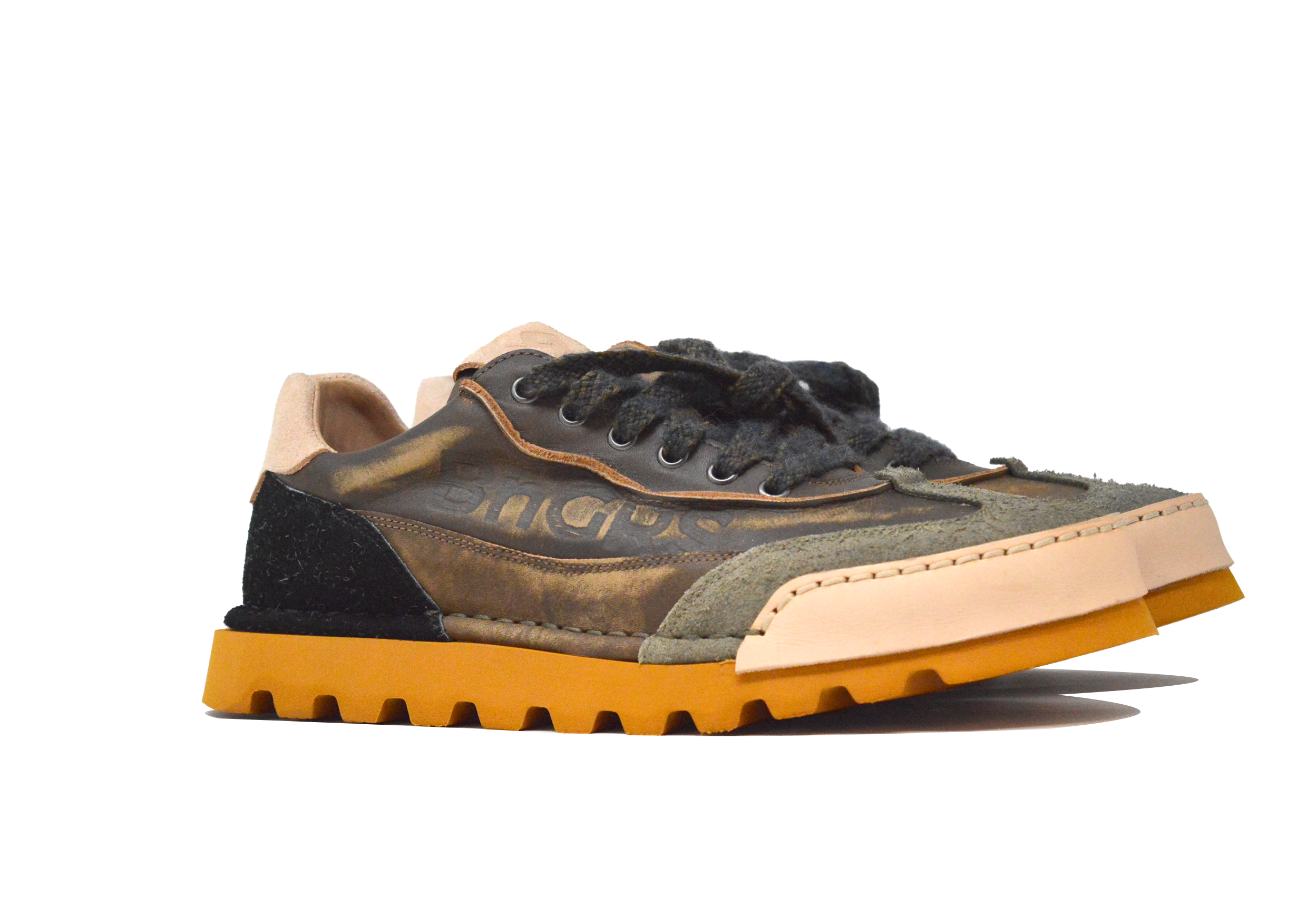 "LA SNEAKER MILITARE NOCE" - Scarpa Artigianale  in Pelle 100% fatta in Italia
