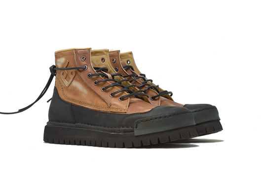 "LA BIKER NOCCIOLA" | Men - 100% Handmade Leather Ankle Boot Made in Italy