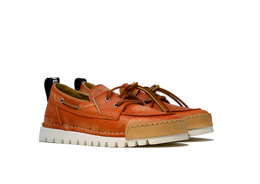 "LA NAUTICA ARANCIO" - Mocassino Artigianale in Pelle 100% fatto in Italia